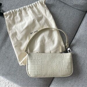 By Far Off White Croc Rachel Shoulder Bag